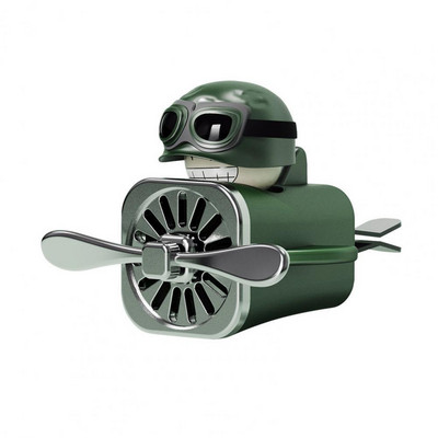 Pilot amuzant Odorizant pentru mașină în formă de avion Parfum cu frunze de ventilator rotativ în formă de desene animate Odorizant de aer condiționat Priză de aerisire Parfum