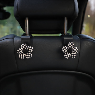 2бр. Столче за кола Сладка кука Автоматична закопчалка Цвете с форма на лък Интериор Чанта за съхранение в стил на кола за жени Момиче Подарък Автоаксесоари