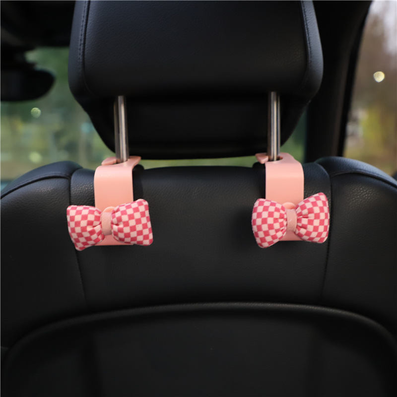 Scaun auto 2 buc. Cârlig drăguț Închidere automată în formă de arc de flori Interior Geantă de depozitare pentru stil de mașină pentru femei, fete, cadou, accesorii auto