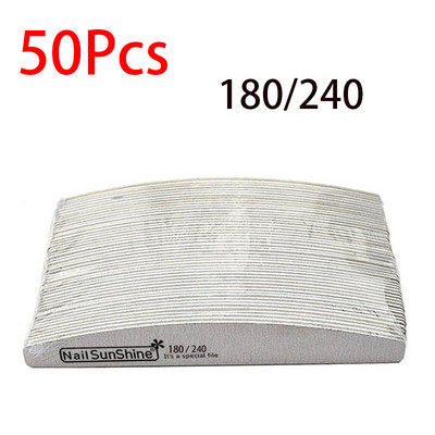 50 buc/lot pile de unghii profesionale din lemn 100/180 o jumătate de lună felie subțire pile de unghii șmirghel șlefuit manichiură pile tampon instrumente