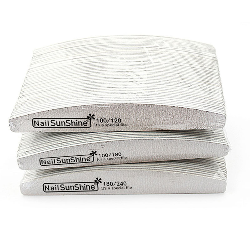 50 buc/lot pile de unghii profesionale din lemn 100/180 o jumătate de lună felie subțire pile de unghii șmirghel șlefuit manichiură pile tampon instrumente
