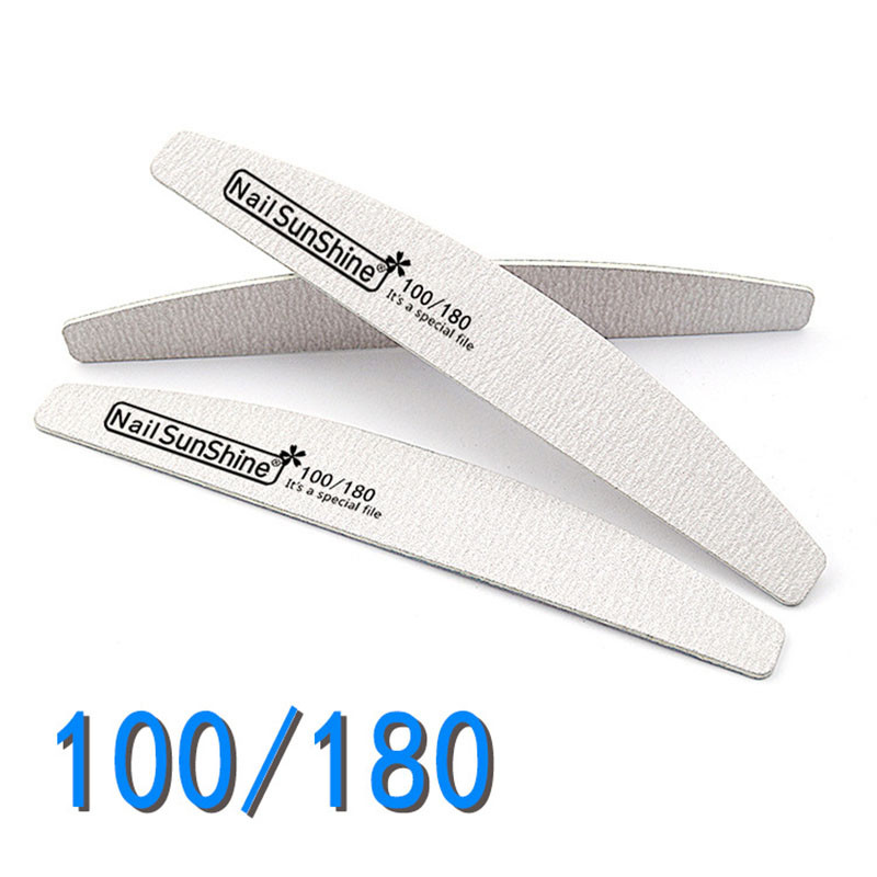 50 buc/lot pile de unghii profesionale din lemn 100/180 o jumătate de lună felie subțire pile de unghii șmirghel șlefuit manichiură pile tampon instrumente