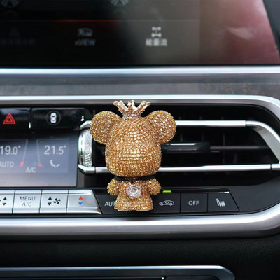 Nou Charm Urs Ornamente pentru odorizant Creativ Cristal Decor Diamant Priza de aer Accesorii pentru aromaterapie auto