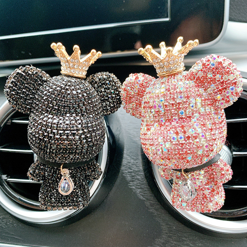 Nou Charm Urs Ornamente pentru odorizant Creativ Cristal Decor Diamant Priza de aer Accesorii pentru aromaterapie auto