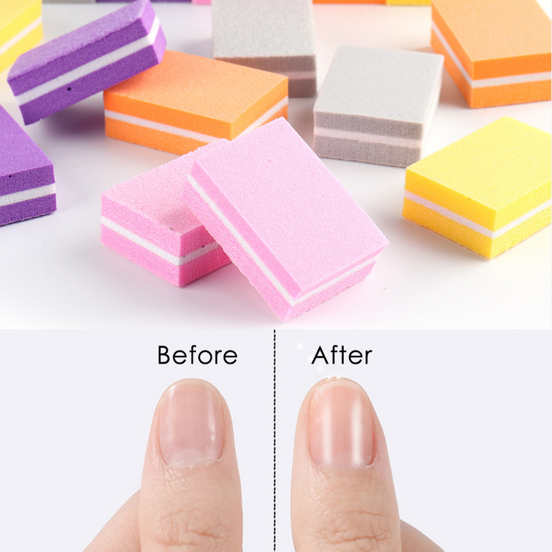 25 buc Mini Burete Tampon pentru unghii Blocuri de șlefuire Lustruire 100/180 Pile de artă pentru unghii cu două fețe Buffer Accesorii pentru kit de manichiură