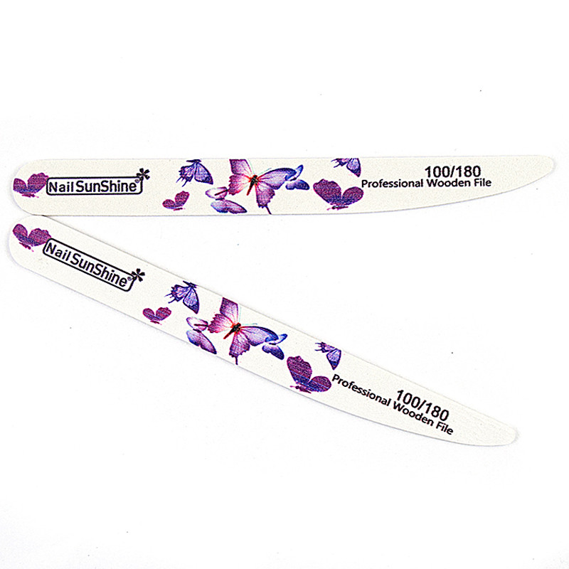 20 buc/lot Pilă de unghii din lemn pentru șlefuit pentru manichiură Lac de unghii Fluture cu două fețe Accesoriu profesional lavabil pentru lustruirea unghiilor
