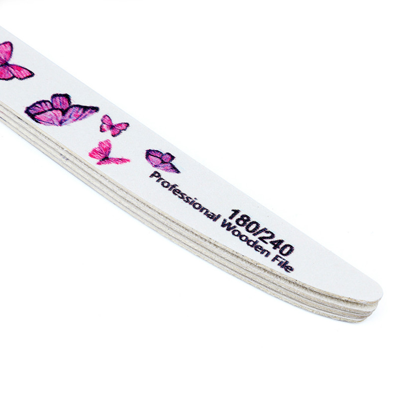 20 buc/lot Pilă de unghii din lemn pentru șlefuit pentru manichiură Lac de unghii Fluture cu două fețe Accesoriu profesional lavabil pentru lustruirea unghiilor