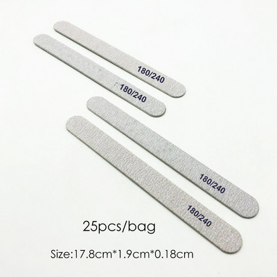 25 kom/pak. Profesionalna brusna turpija za manikuru Nail Art turpija Sivi lak brusni papir 100/180 180/240 Prirodni nokti pufer blok