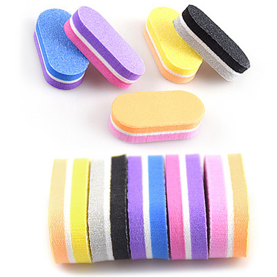 10/20/40Pcs Mini Cuver Nails File Block Sponge Art Nail Buffer Files 100 180 цветна здрава шкурка Аксесоари за шлифоване на нокти