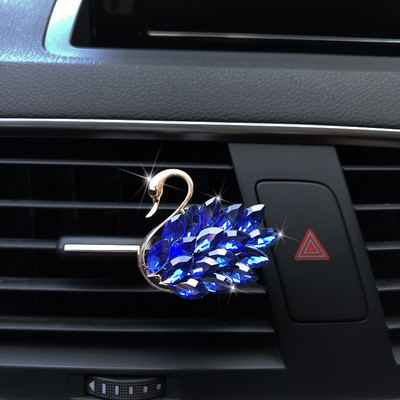 Accesorii pentru mașină cu lebădă cu diamante de lux pentru fete, cupluri, odorizant mașină cu lebădă, difuzor de parfum, diamant roz, ornament auto, cadou