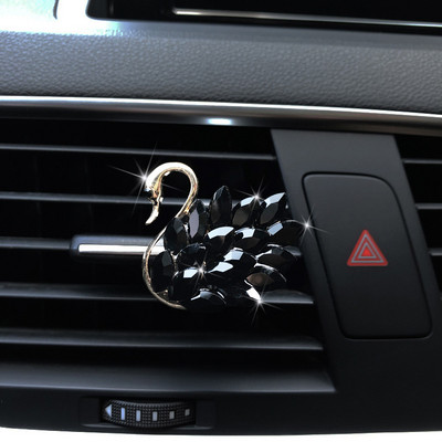 Accesorii pentru mașină cu lebădă cu diamante de lux pentru fete, cupluri, odorizant mașină cu lebădă, difuzor de parfum, diamant roz, ornament auto, cadou