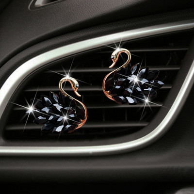 Accesorii pentru mașină cu lebădă cu diamante de lux pentru fete, cupluri, odorizant mașină cu lebădă, difuzor de parfum, diamant roz, ornament auto, cadou