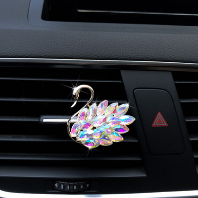 Accesorii pentru mașină cu lebădă cu diamante de lux pentru fete, cupluri, odorizant mașină cu lebădă, difuzor de parfum, diamant roz, ornament auto, cadou