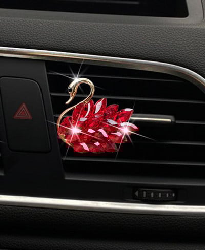 Accesorii pentru mașină cu lebădă cu diamante de lux pentru fete, cupluri, odorizant mașină cu lebădă, difuzor de parfum, diamant roz, ornament auto, cadou