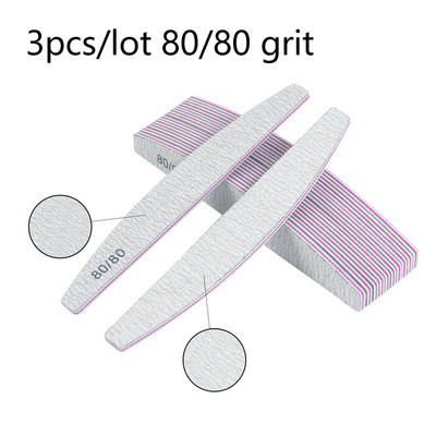 Pilă de unghii 3/5/10 buc 100/180 Instrument pentru unghii cu două fețe drepte/în jumătate de lună Hârtie abrazivă pentru unghii cu granulație 80 Pile profesionale pentru unghii