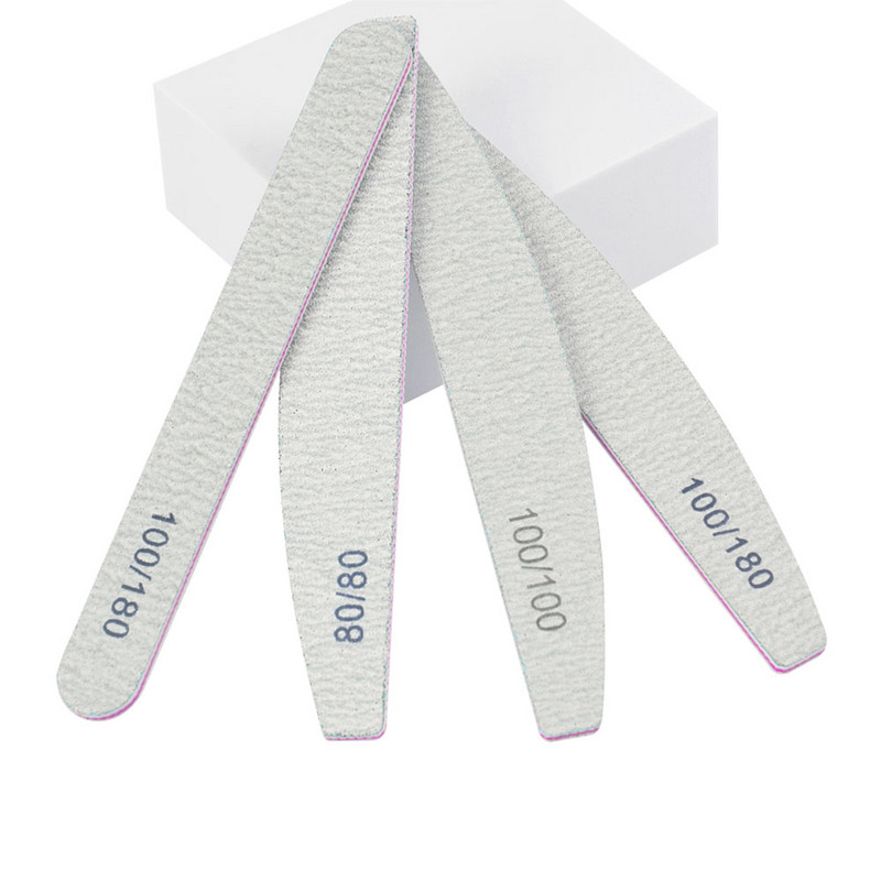 Pilă de unghii 3/5/10 buc 100/180 Instrument pentru unghii cu două fețe drepte/în jumătate de lună Hârtie abrazivă pentru unghii cu granulație 80 Pile profesionale pentru unghii