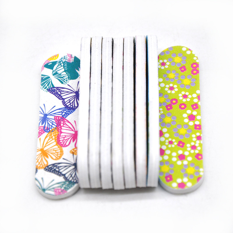 Cele mai noi 50 buc/lot pile pentru unghii bloc mini tampon pentru unghii imprimare pe două fețe portabil pedichiură manichiură Vijlen pile șmirghel pentru unghii