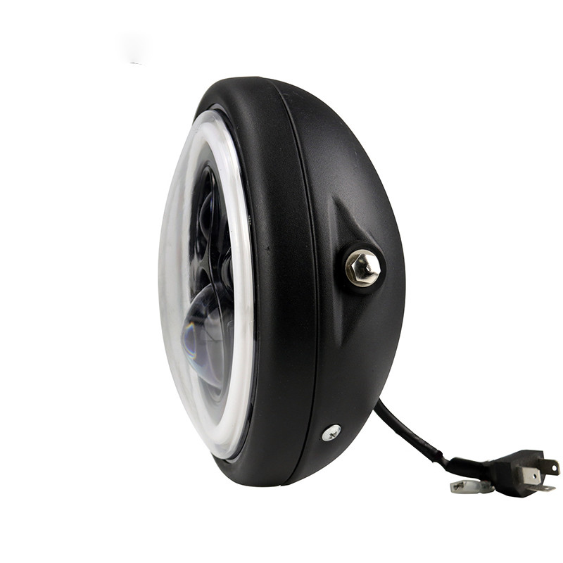 Juodas apvalus motociklo LED žibintų tvirtinimo korpusas, skirtas universaliam priekinių žibintų korpusui