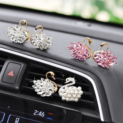 Car Air Outlet Decorati új luxus gyöngy strasszos hattyú autós parfüm klip légfrissítő autóalkatrészek ajándékok barátoknak