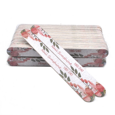 100 vnt/stal. Medinės nagų dildės 100/120/150/180/240 Profesionalus plaunamas manikiūro lakavimas šlifavimo gėlėmis margintais nagais įrankių rinkiniai