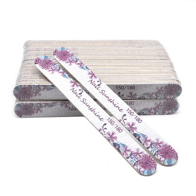 100 vnt/stal. Medinės nagų dildės 100/120/150/180/240 Profesionalus plaunamas manikiūro lakavimas šlifavimo gėlėmis margintais nagais įrankių rinkiniai