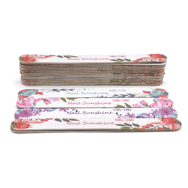 100 buc/lot pile de unghii din lemn 100/120/150/180/240 profesionale lavabile lavabile pentru șlefuit pentru șlefuire cu flori imprimate seturi de instrumente pentru unghii