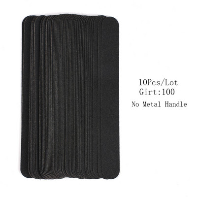 10 bucăți/set pile de înlocuire din hârtie abrazivă pentru arta unghiilor cu mâner metalic tampoane detașabile 100/180/240 pile de lustruit pentru manichiură