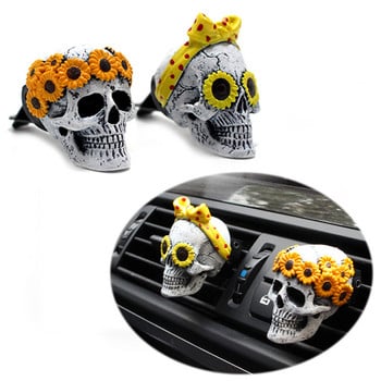 2 τεμ. Κλιπ αεραγωγού αυτοκινήτου Charms Resin Vacation Skull Shape Car Κλιπ αποσμητικό αέρα αυτοκινήτου με Tablet Aromatherapy 12,5*10,5*6cm 2023