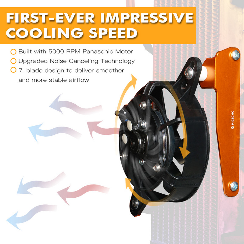 NiceCNC skirtas KTM EXC EXCF XC XCF XCW TPI 6D 125 250 300 350 400 450 500 2017-2022 2023 12 V elektrinio radiatoriaus aušinimo ventiliatoriaus laikiklis