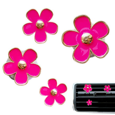 Clips de aerisire pentru mașină Daisy 4 buc. Clipuri pentru aerisire pentru mașină cu flori Fermec drăguț Aer condiționat auto Dasiy Accesorii pentru aerisire colorate Decorații