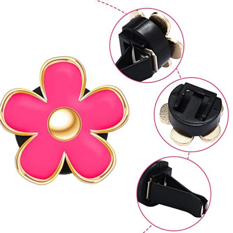 Clips de aerisire pentru mașină Daisy 4 buc. Clipuri pentru aerisire pentru mașină cu flori Fermec drăguț Aer condiționat auto Dasiy Accesorii pentru aerisire colorate Decorații