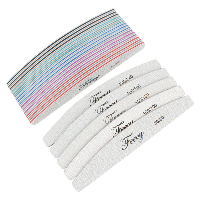 5/10 buc. Pile de unghii cu două fețe pentru șmirghel Pile de unghii Tampon pentru manichiură Unelte profesionale de șlefuit cu jumătate de lună, puternică, groasă.