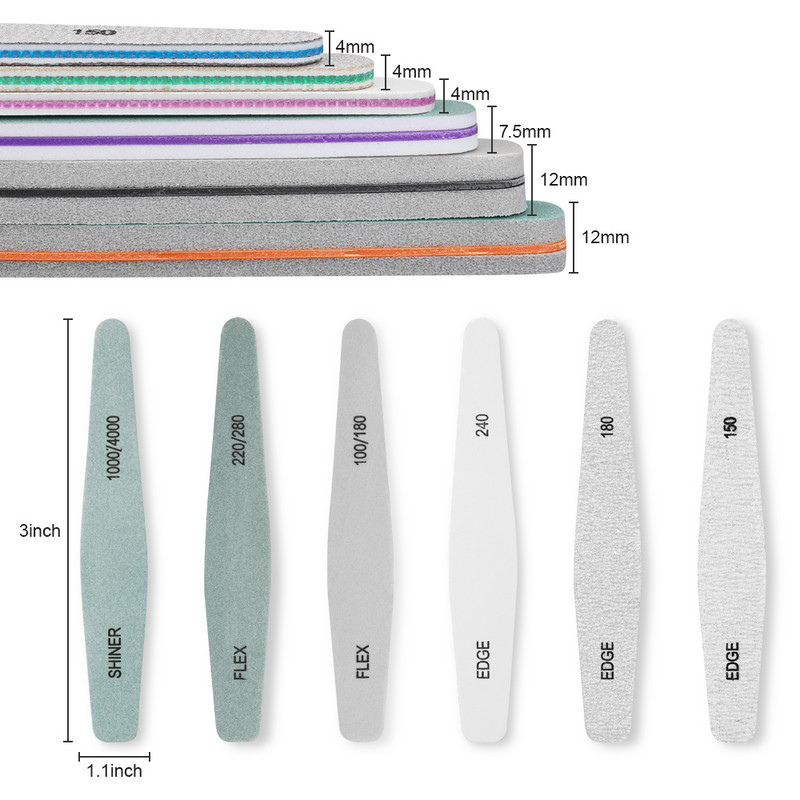 SENIGNOL 6 buc set pile de unghii cu dublu granulatie bloc tampon de slefuit 100/150/180/220/240/280/1000/4000 pile de manichiura pedichiura