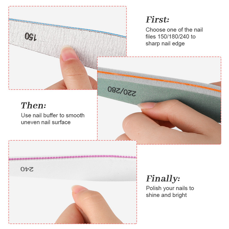 SENIGNOL 6 buc set pile de unghii cu dublu granulatie bloc tampon de slefuit 100/150/180/220/240/280/1000/4000 pile de manichiura pedichiura