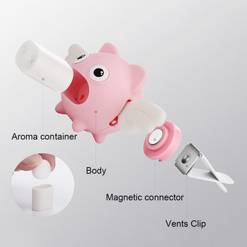 Освежител за кола Cute Shaking Wings Pig Doll Парфюм Clip Aroma Diffuser Auto Air Vent Solid Balm Fragrance Smell Air Purifier Gift