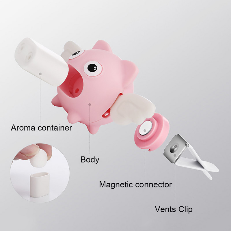 Odorizant auto Aripi tremurătoare drăguțe Păpușă de porc Clip de parfum Difuzor de aromă Ventilare automată Balsam solid Miros de parfum Purificator de aer Cadou