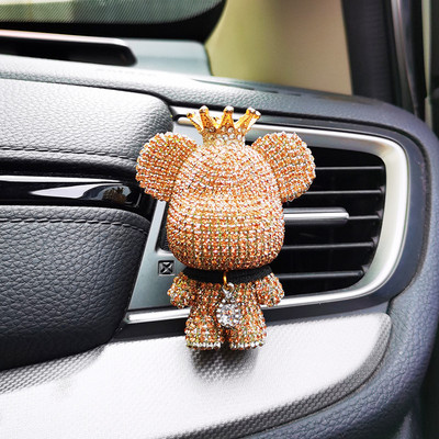 Coroană creativă diamant drăguț urs mașină violență urs parfum clemă de parfum orificiu de aer aromă decor mașină mai proaspăt drăguț