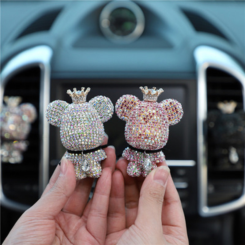 Coroană creativă diamant drăguț urs mașină violență urs parfum clemă de parfum orificiu de aer aromă decor mașină mai proaspăt drăguț
