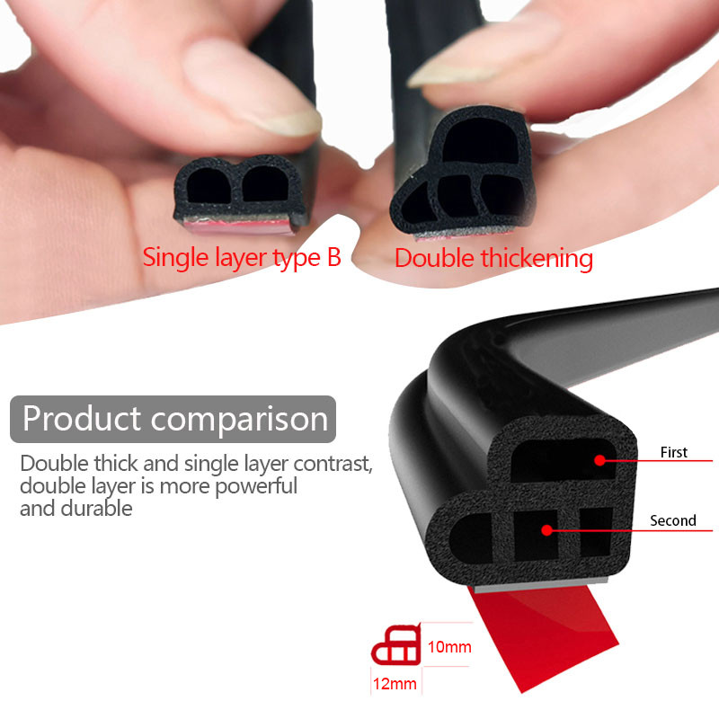 Λαστιχένια λωρίδα στεγανοποίησης πόρτας αυτοκινήτου τύπου L διπλής στρώσης Αυτοκόλλητα στεγανοποίησης θορύβου μόνωση καιρού λουρίδα αυτοκινήτου Εσωτερικά αξεσουάρ