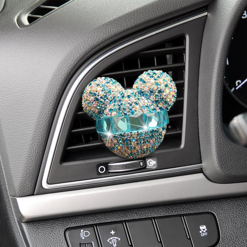 Agrafe pentru aerisire masina Charm Clip pentru iesire aer conditionat masina Urs cu strass Decorare interioara masina Difuzor de arome auto Au