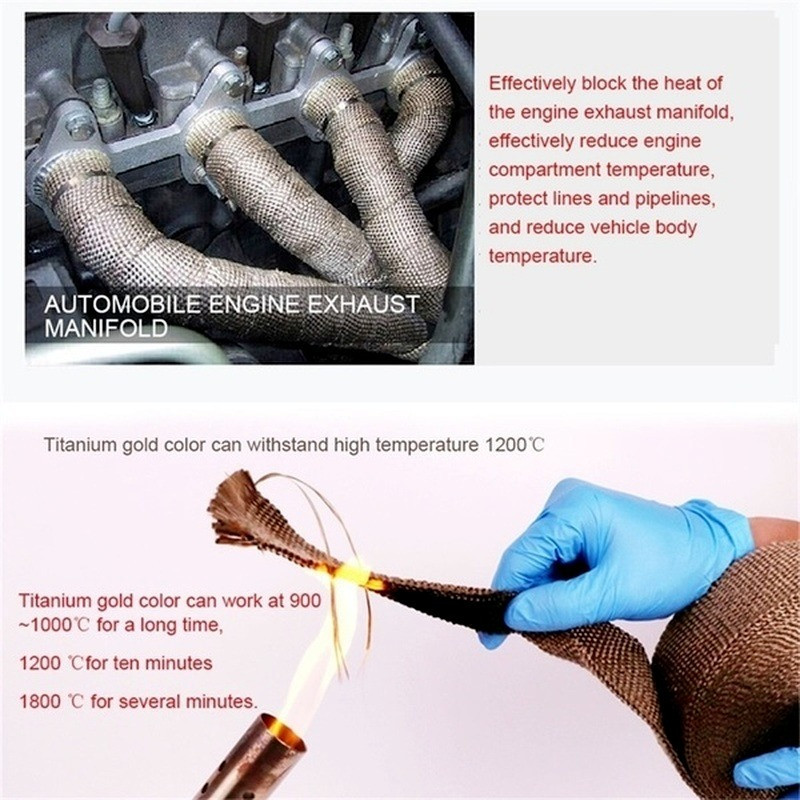 Rola Fibră de sticlă scut termic pentru eșapament motocicletă bandă termică țeavă antet bandă de înveliș termic țeavă de protecție termică izolație