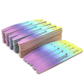 3/5/10 PCS Rainbow Nail Files Buffer For Nail Care 80/100/150/180/240 Limas Tool Supplies Професионална силна дебела шлифовъчна пила