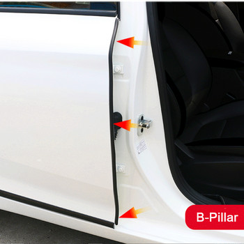 2PCS Гумено уплътнение на вратата на автомобила Пълнеж на лентата за пълнене на гумената лента на вратата на автомобила за защитна уплътнителна лента на колона B Уплътнител за автомобили