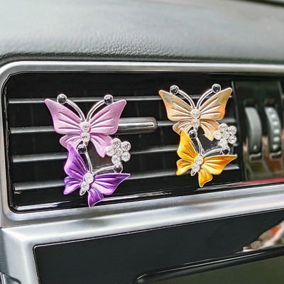 Diamond Butterfly Автомобилен парфюм Освежител за въздух Две пеперуди Автомобилен климатик Изходна скоба Автомобилни аксесоари Интериорни части