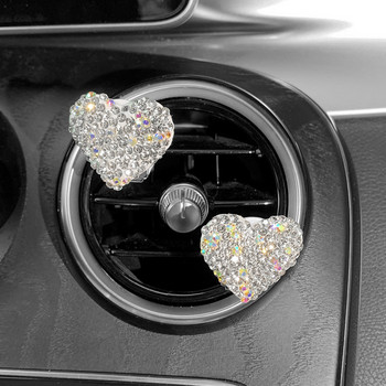 2Pcs Love Heart Освежител за въздух Диамант Автомобилен парфюм Аромат Ароматерапия Разсейвател за миризми Автоматичен стайлинг Интериор Автомобилни аксесоари