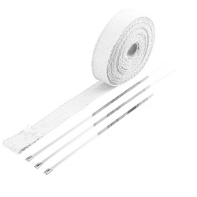 Rola de 5M Fibră de sticlă scut termic pentru mașină, motocicletă, eșapament, bandă termică, țeavă antet, bandă termică, cu legături inoxidabile