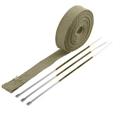 Rola de 5M Fibră de sticlă scut termic pentru mașină, motocicletă, eșapament, bandă termică, țeavă antet, bandă termică, cu legături inoxidabile