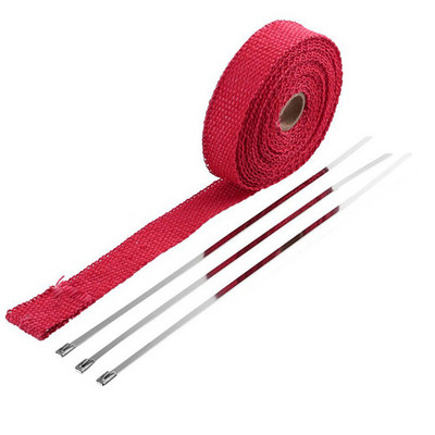 Rola de 5M Fibră de sticlă scut termic pentru mașină, motocicletă, eșapament, bandă termică, țeavă antet, bandă termică, cu legături inoxidabile