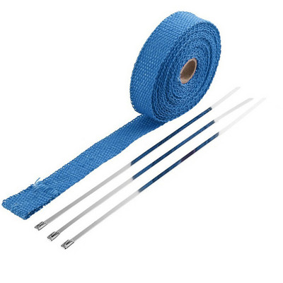 Rola de 5M Fibră de sticlă scut termic pentru mașină, motocicletă, eșapament, bandă termică, țeavă antet, bandă termică, cu legături inoxidabile