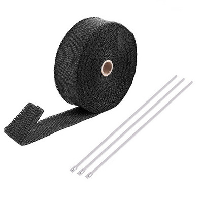 Rola de 5M Fibră de sticlă scut termic pentru mașină, motocicletă, eșapament, bandă termică, țeavă antet, bandă termică, cu legături inoxidabile